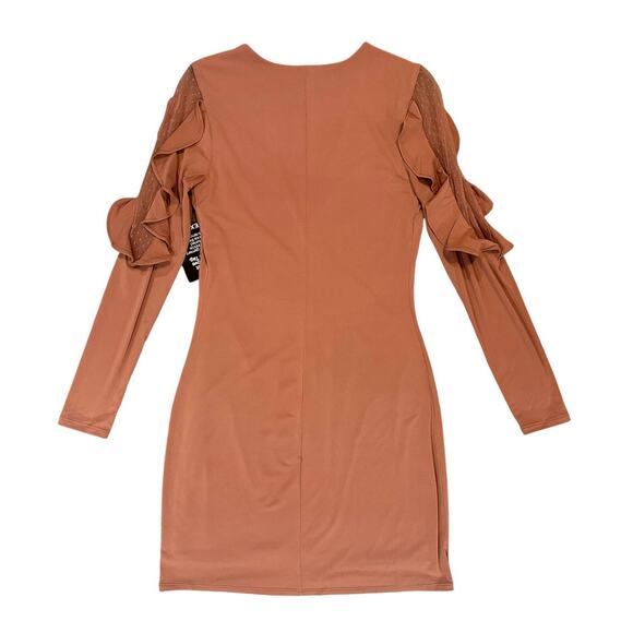 NWT EXPRESS Blush Ruffle Sleeve V Neck Sheath Stretch Dress Women's Size Small - Picture 6 of 16